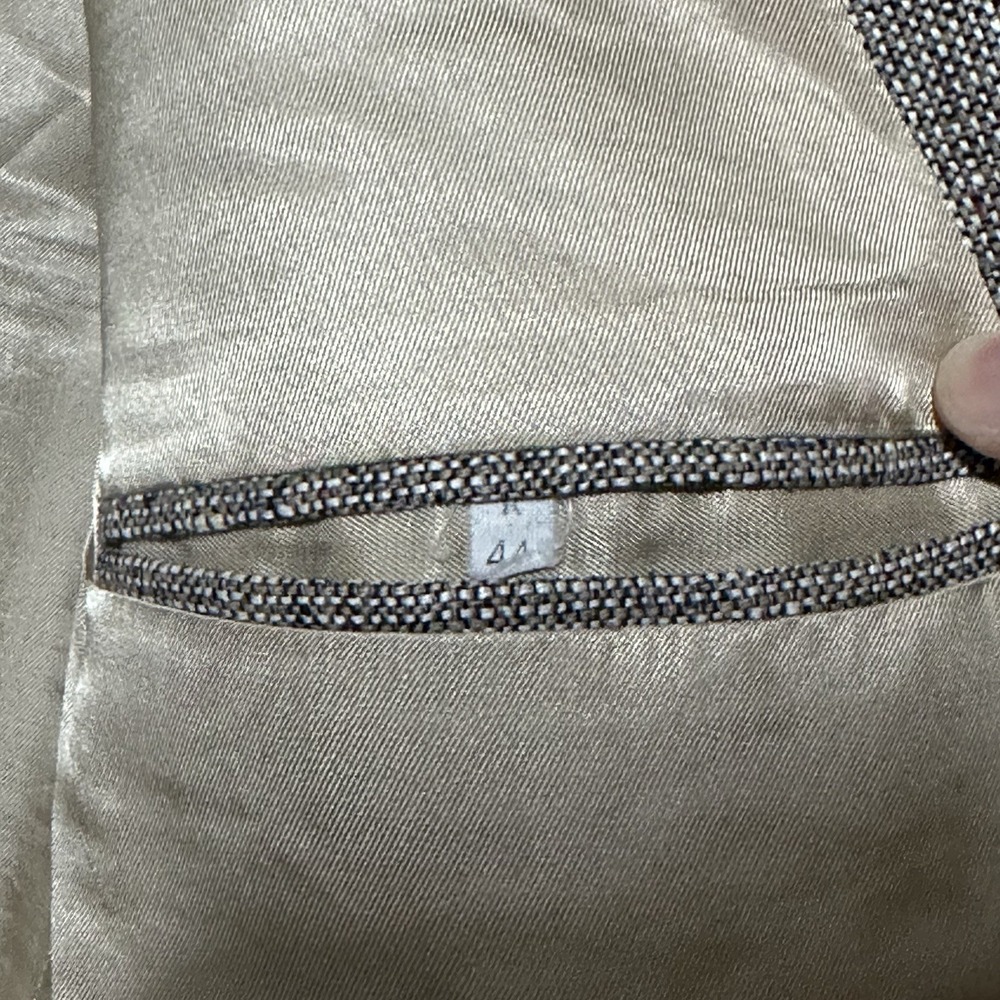 Vintage English Manor Tweed Blazer Jacket Mens 44R Beige Academia Preppy Career - Picture 6 of 11
